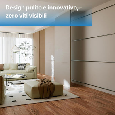 Kit Montaggio Invisibile Pannelli Fonoassorbenti, 4 Barre Alluminio 220 cm, 20 Clip Plastica, Sistema Innovativo