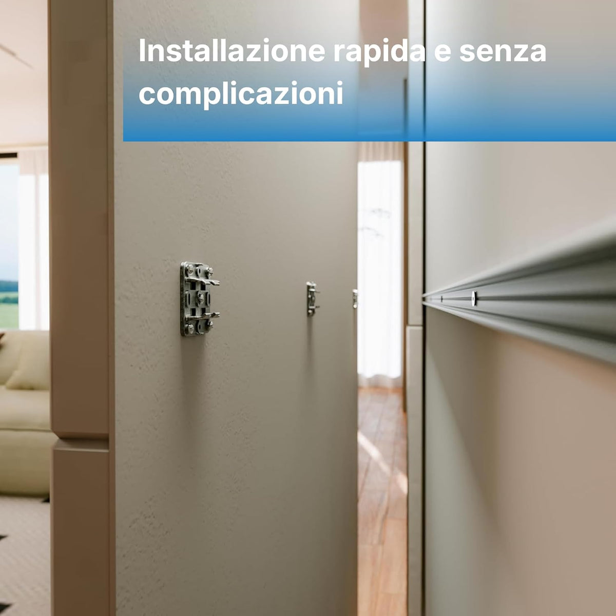 Kit Montaggio Invisibile Pannelli Fonoassorbenti, 4 Barre Alluminio 220 cm, 20 Clip Plastica, Sistema Innovativo