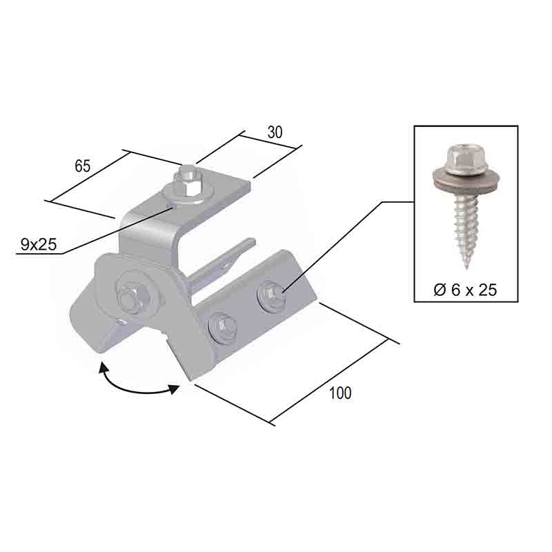 GR - SET 4 Morsetti per coperture con lamiere grecate