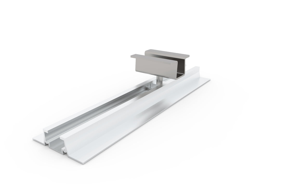 TG-C 400 Sistema di fissaggio per pannelli fotovoltaici su lamiera grecata + morsetti centrali (Ʊ)